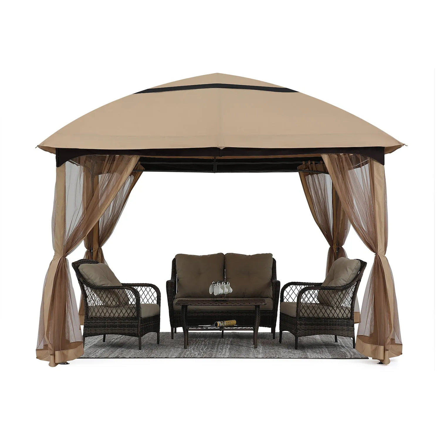 11x11/10x12 Soft Top Outdoor Garden Gazebo for Patios with Netting Walls