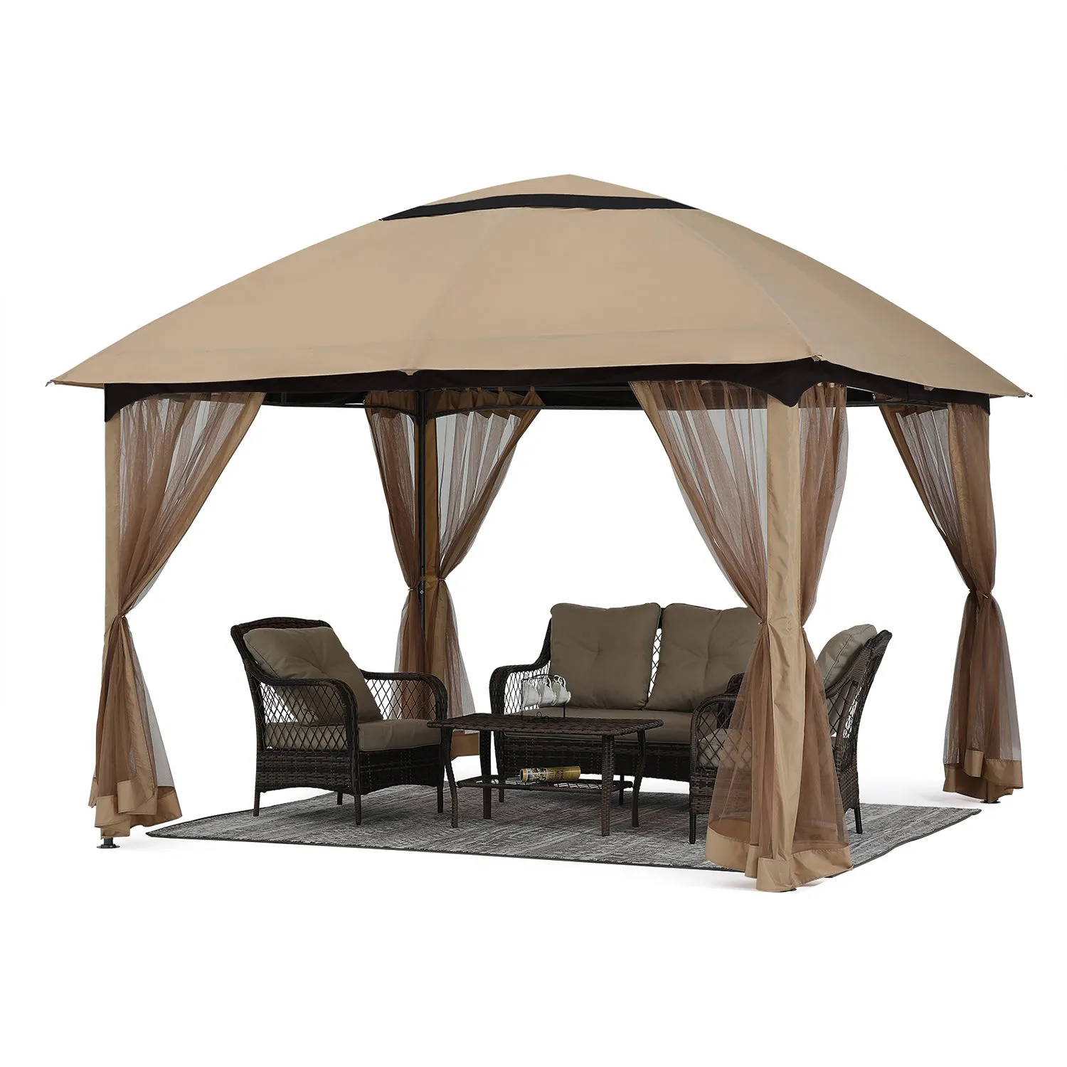 11x11/10x12 Soft Top Outdoor Garden Gazebo for Patios with Netting Walls