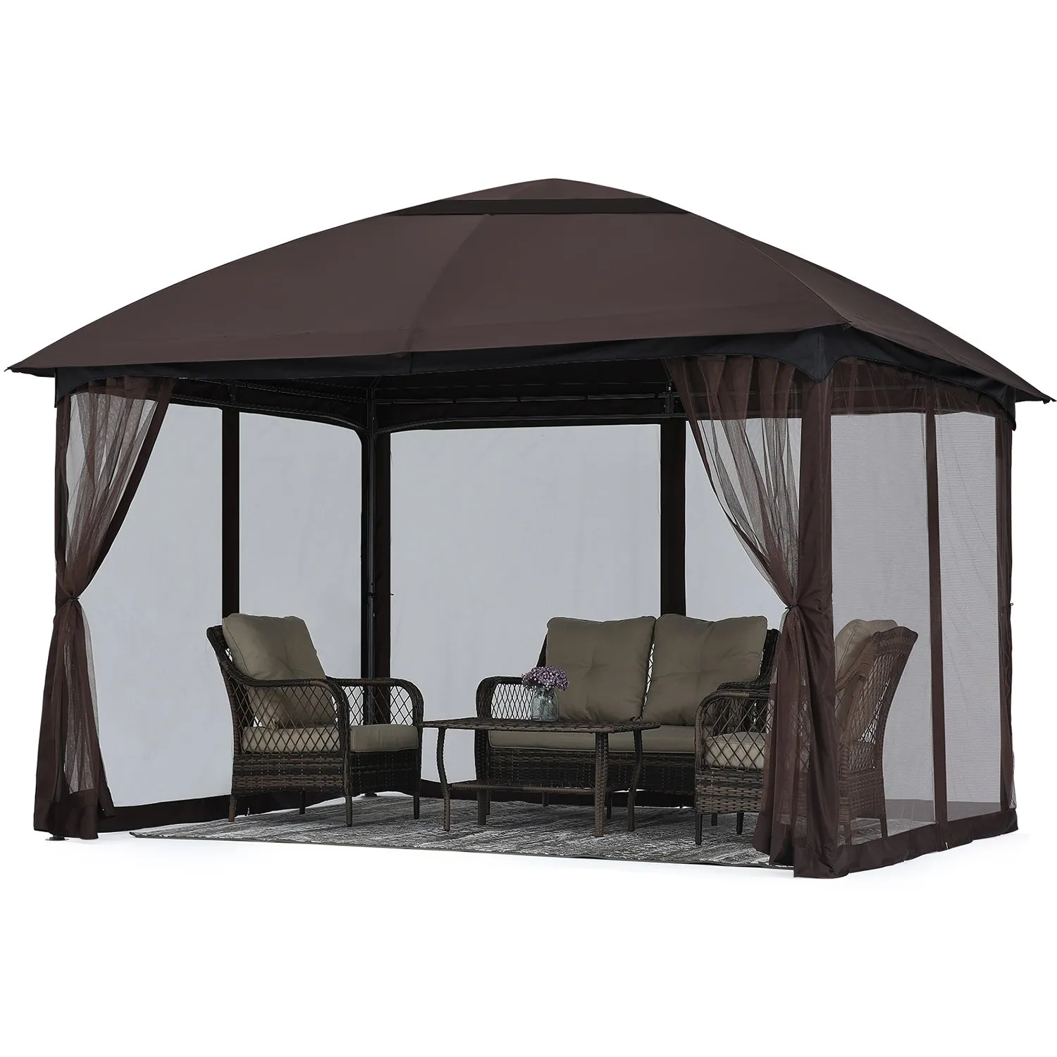 11x11/10x12 Soft Top Outdoor Garden Gazebo for Patios with Netting Walls