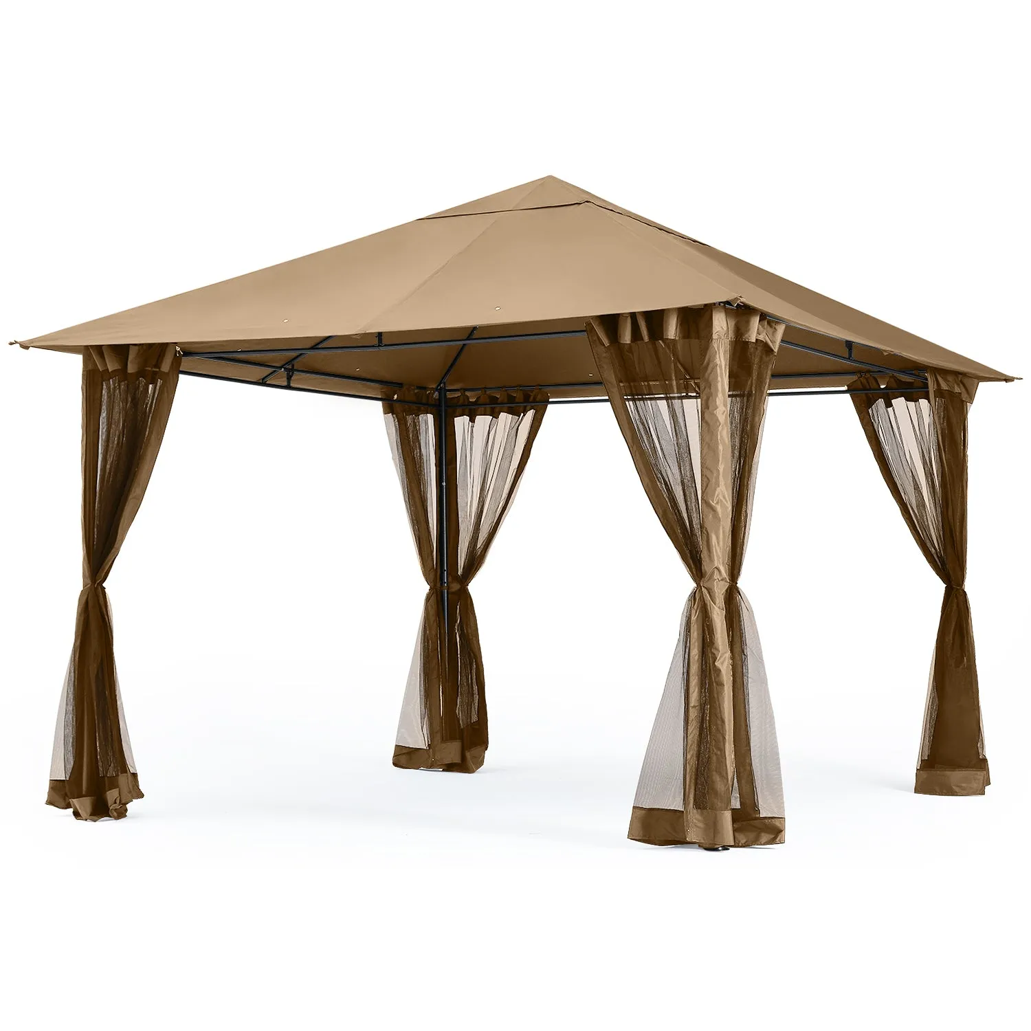 11x11FT Outdoor Patio Gazebo Canopy with Mosquito Netting