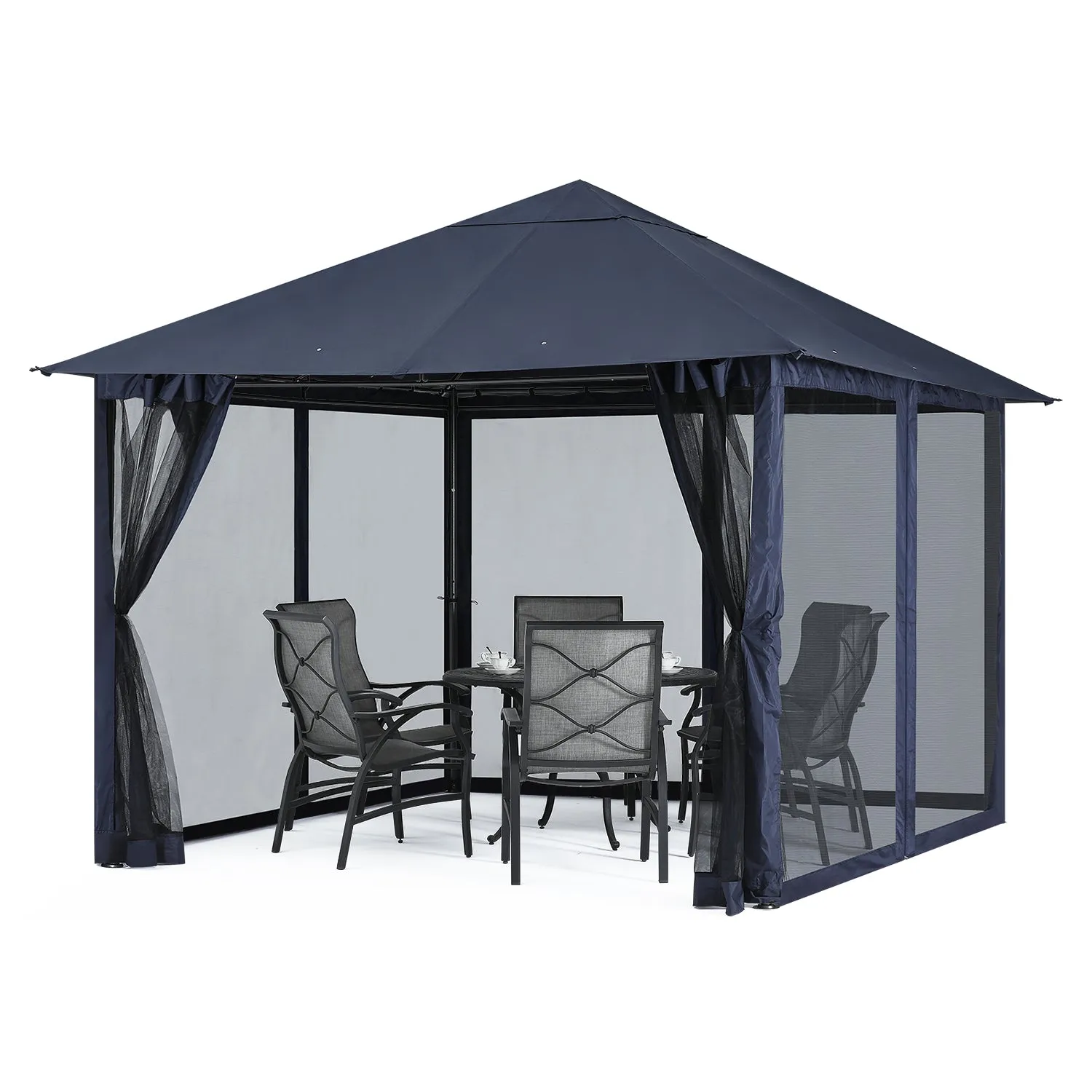 11x11FT Outdoor Patio Gazebo Canopy with Mosquito Netting