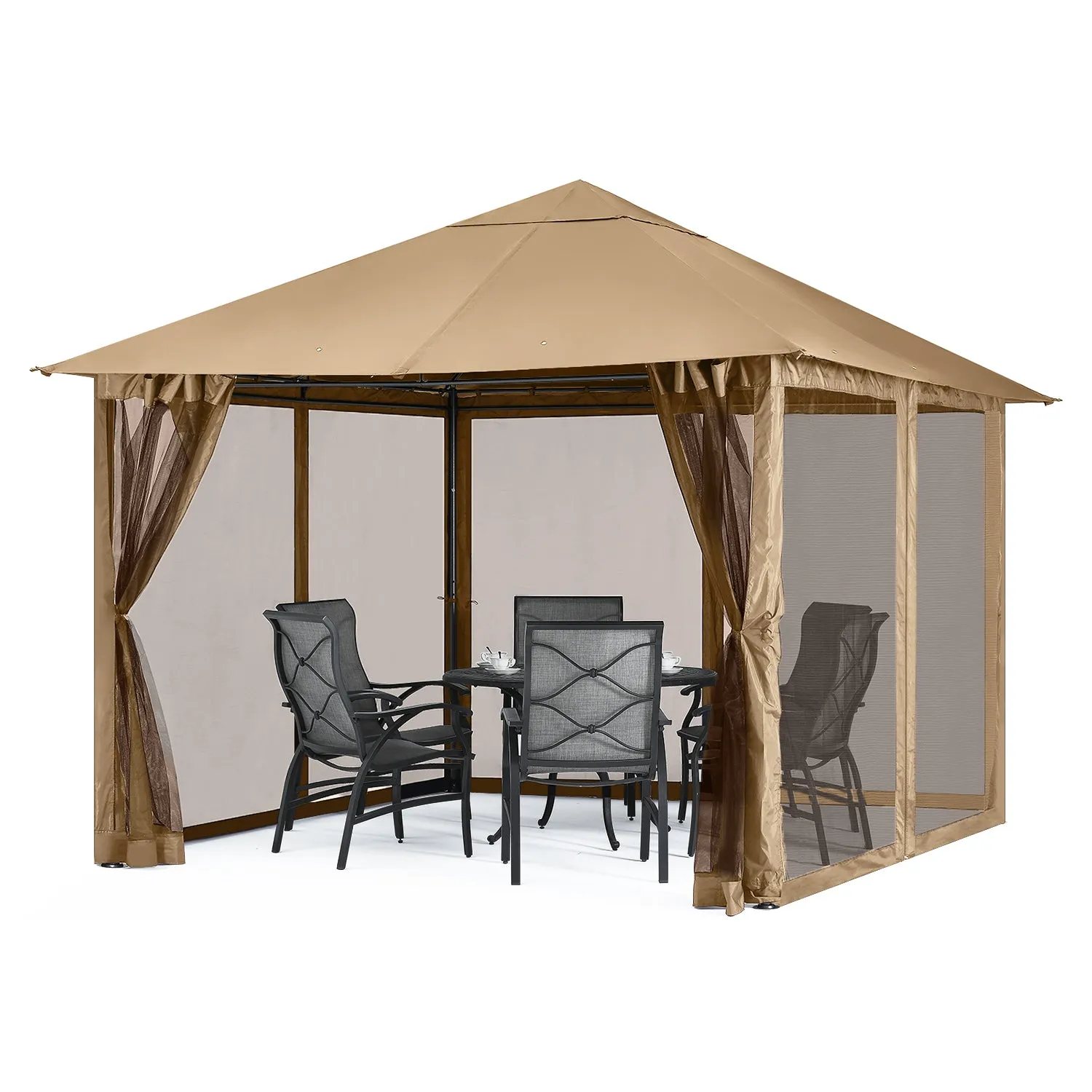 11x11FT Outdoor Patio Gazebo Canopy with Mosquito Netting