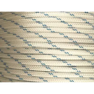 12mm Pulling Rope - (PE 4,700 kgs) (SGE 4,230 kgs) Polyester Double Braid White with Blue Fleck