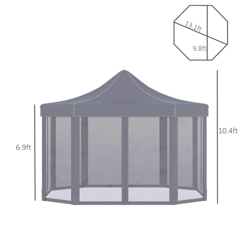 13' x 10' Octagon Pop Up Canopy Tent with Zippered Mesh Sidewalls - Grey