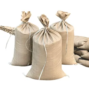 14" x 26" Empty Beige Sandbags with Tie Strings - UV Resistant (50 lb Capacity)