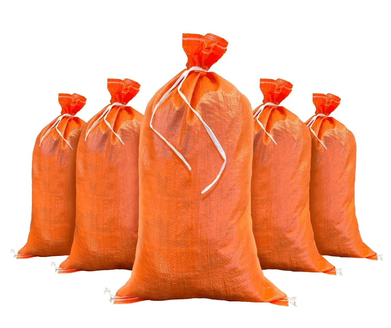 14" x 26" Empty Orange Sandbags with Tie Strings - UV Resistant (50 lb Capacity)