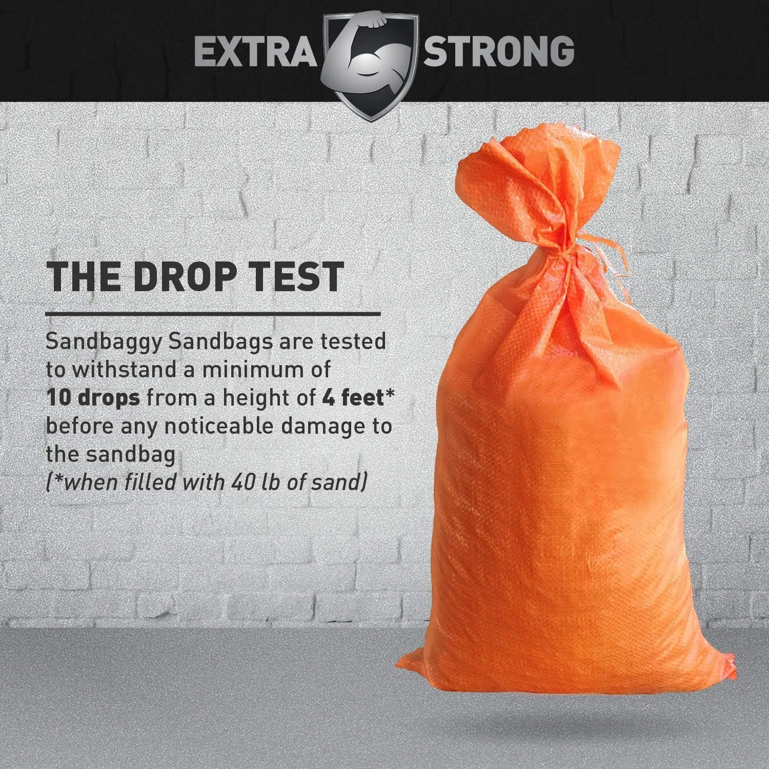 14" x 26" Empty Orange Sandbags with Tie Strings - UV Resistant (50 lb Capacity)