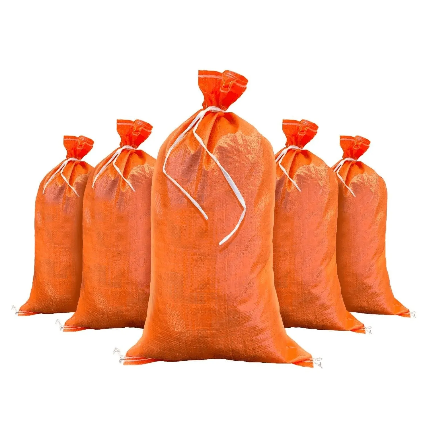 14" x 26" Empty Orange Sandbags with Tie Strings - UV Resistant (50 lb Capacity)