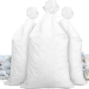 14" x 26" Empty White Sandbags with Tie Strings - UV Resistant (50 lb Capacity)