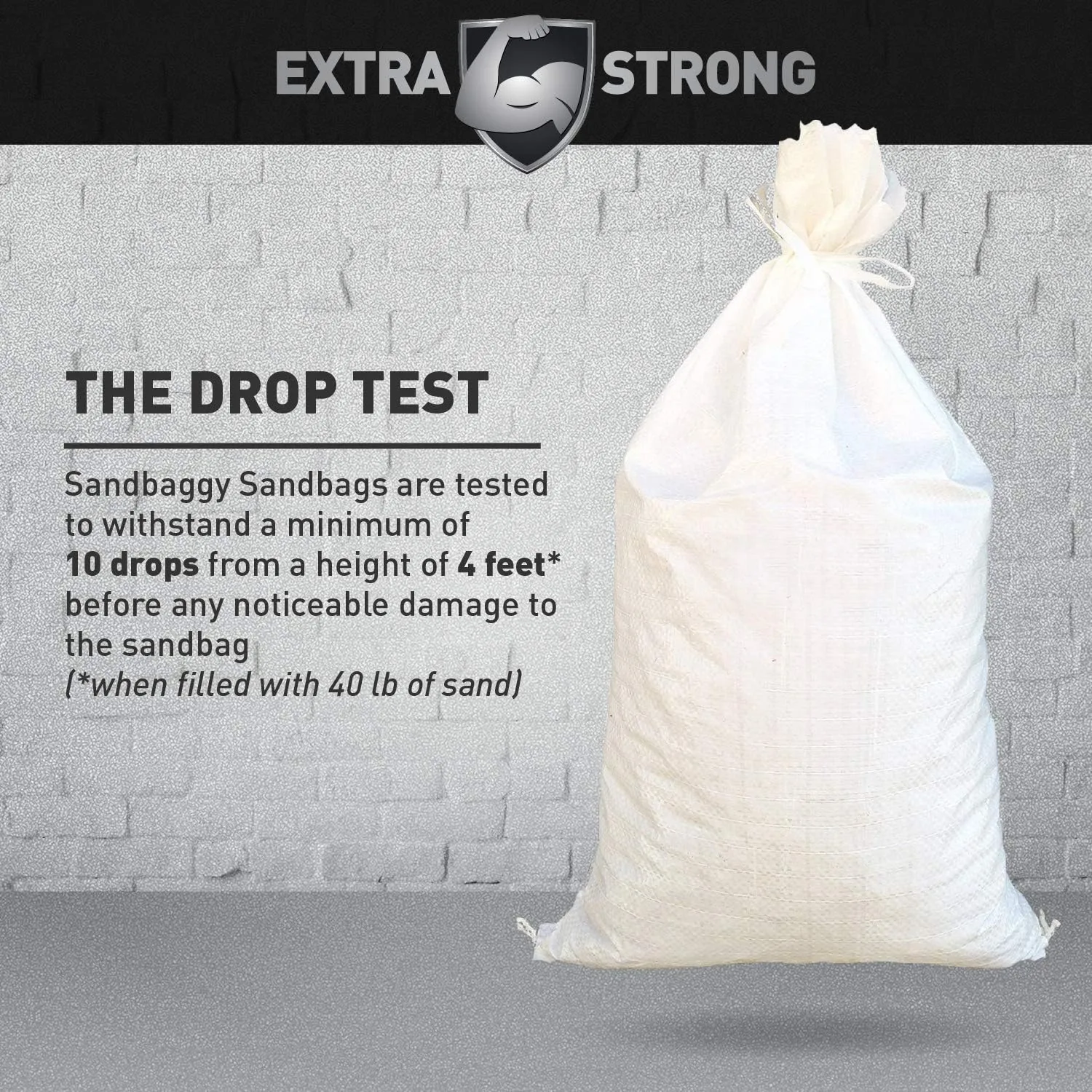 14" x 26" Empty White Sandbags with Tie Strings - UV Resistant (50 lb Capacity)