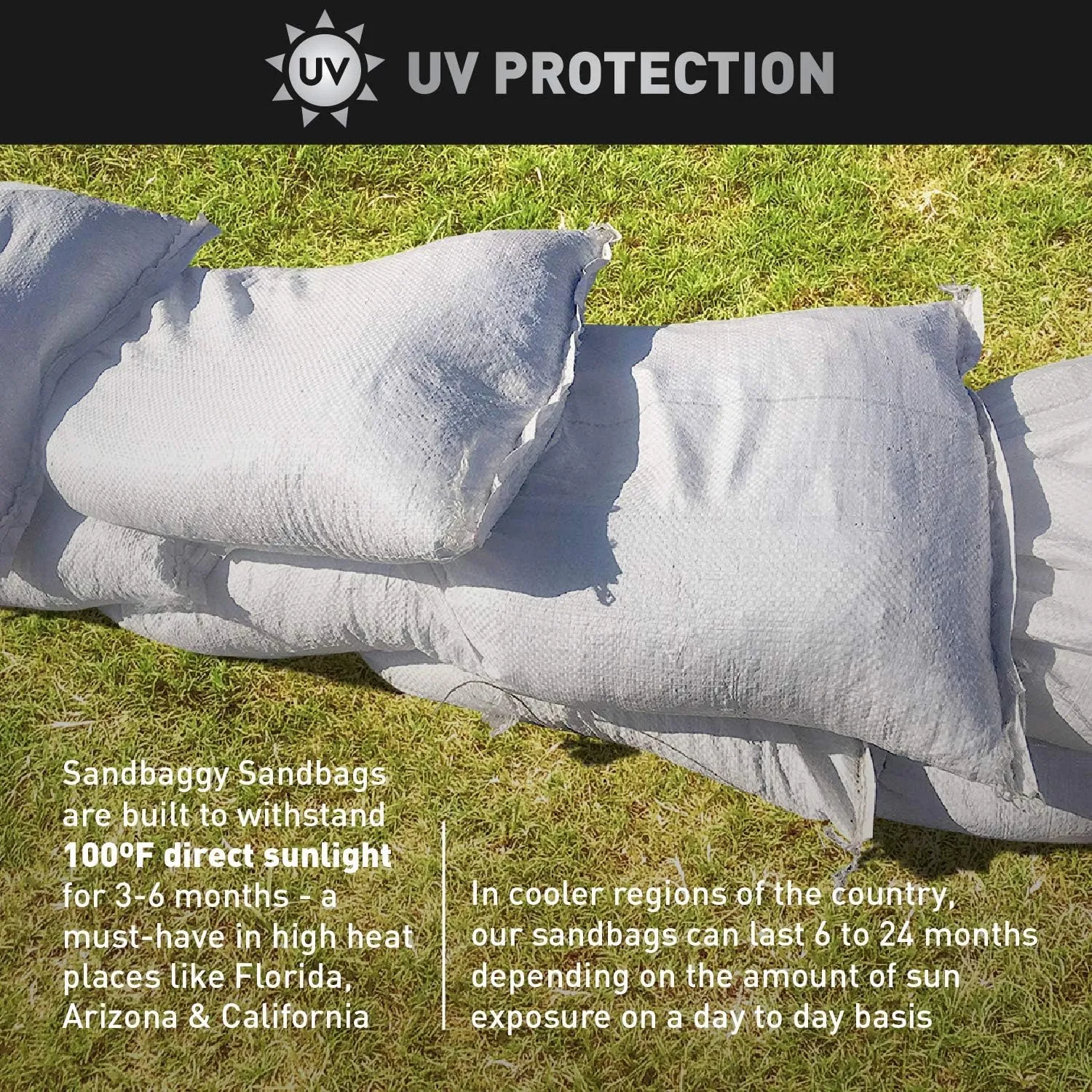 14" x 26" Empty White Sandbags with Tie Strings - UV Resistant (50 lb Capacity)