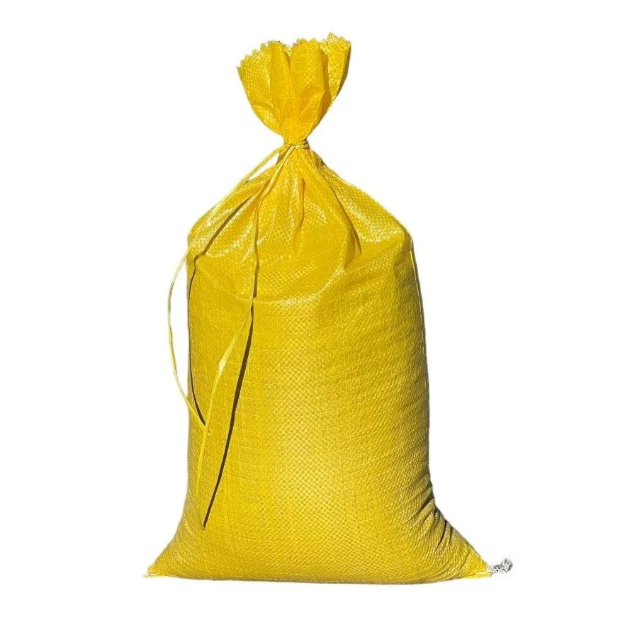 14" x 26" Empty Yellow Sandbags with Tie Strings - UV Resistant (50 lb Capacity)