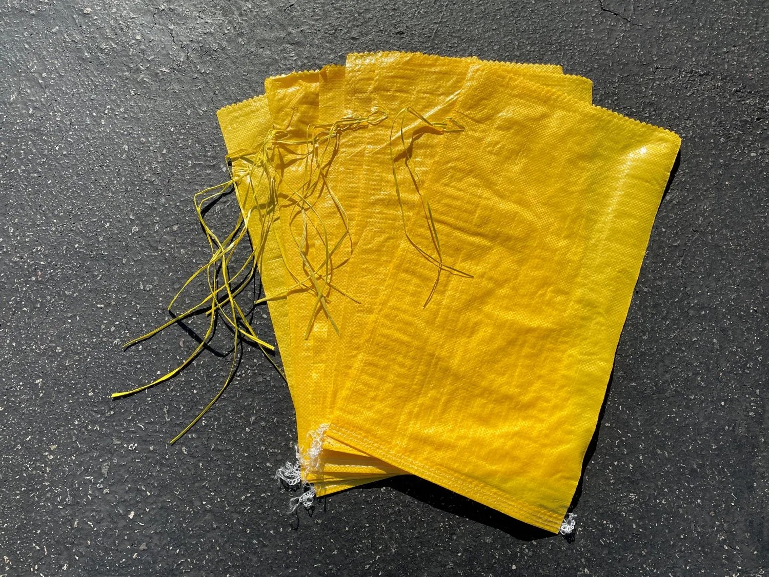 14" x 26" Empty Yellow Sandbags with Tie Strings - UV Resistant (50 lb Capacity)