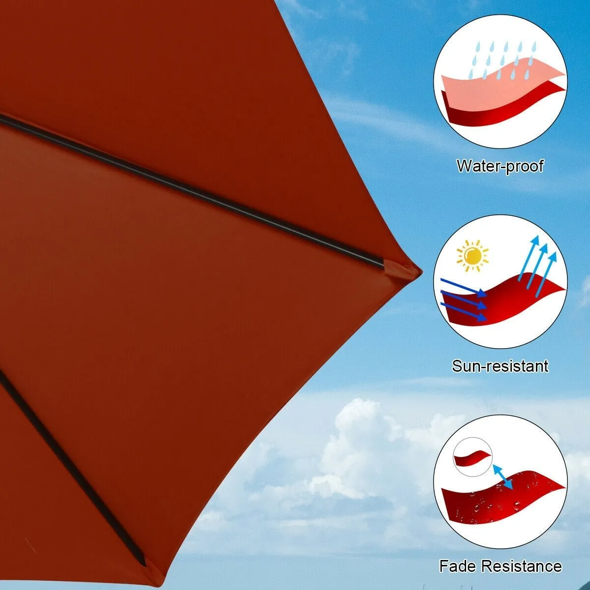 15 Ft. Extra Large Patio Double Sided Umbrella with Crank and Base - Burgundy