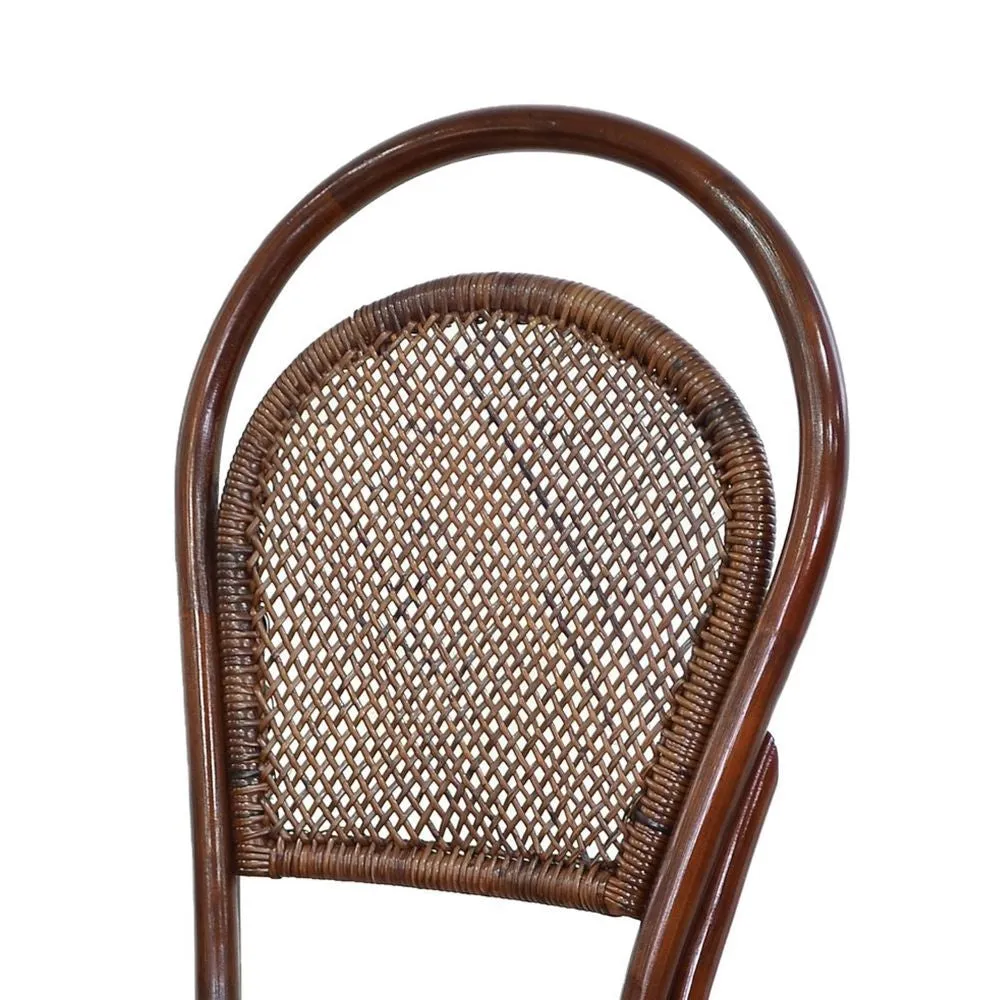 19 Inch Classic Wood Armless Chair, Rattan, Curved Back, Dual Toned, Brown By Casagear Home