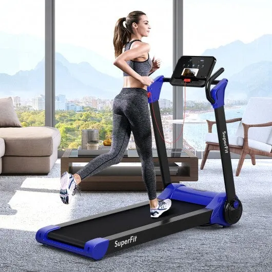 2.25 HP Electric Motorized Folding Running Treadmill Machine with LED Display-Navy - Color: Navy - Size: 2-2.75 HP