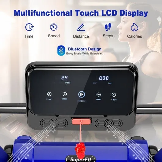 2.25 HP Electric Motorized Folding Running Treadmill Machine with LED Display-Navy - Color: Navy - Size: 2-2.75 HP