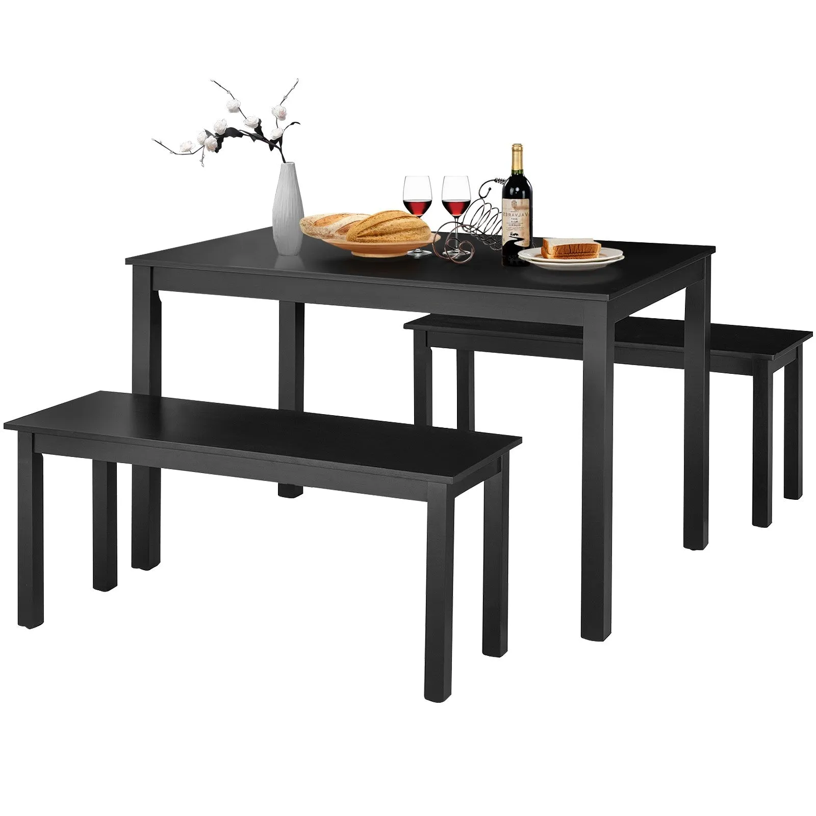 3pc Studio Collection Dining Table Set - Black