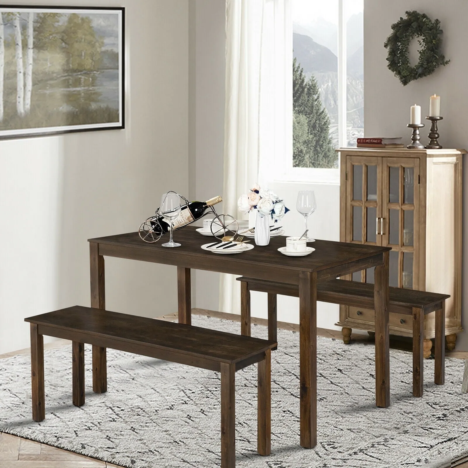 3pc Studio Collection Dining Table Set - Coffee