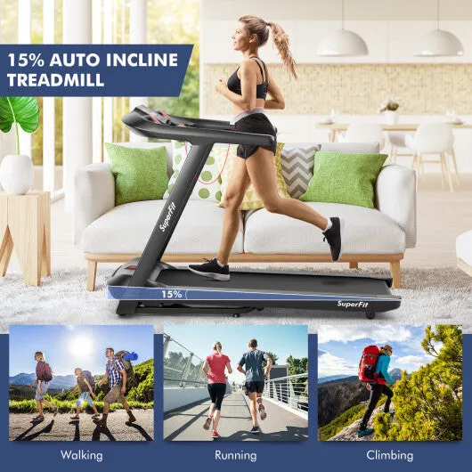 4.75HP Folding Treadmill with Preset Programs Touch Screen Control-Black - Color: Black - Size: 4-4.75 HP