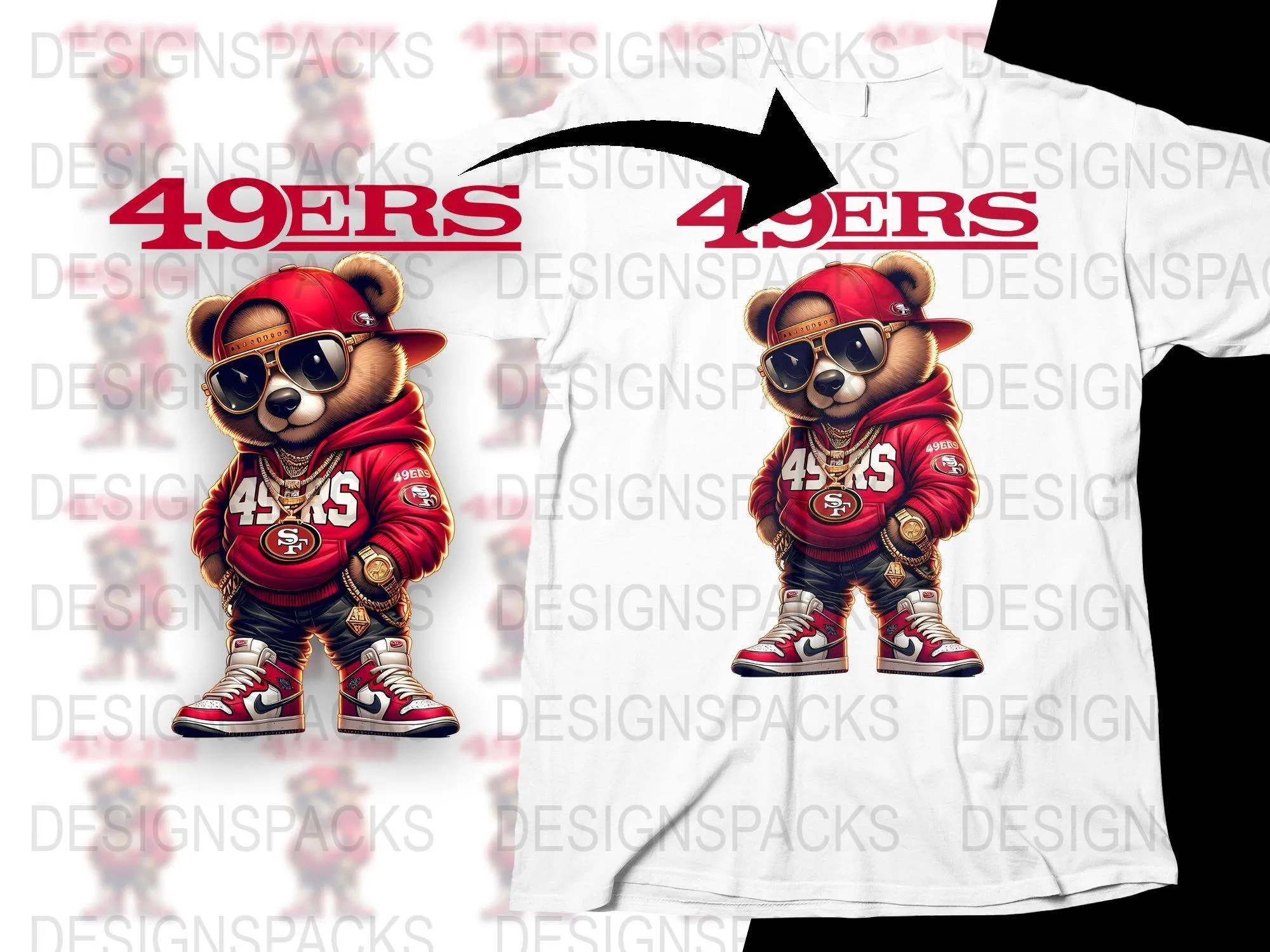 49ers Football Swag Teddy Bear Png Digital Download