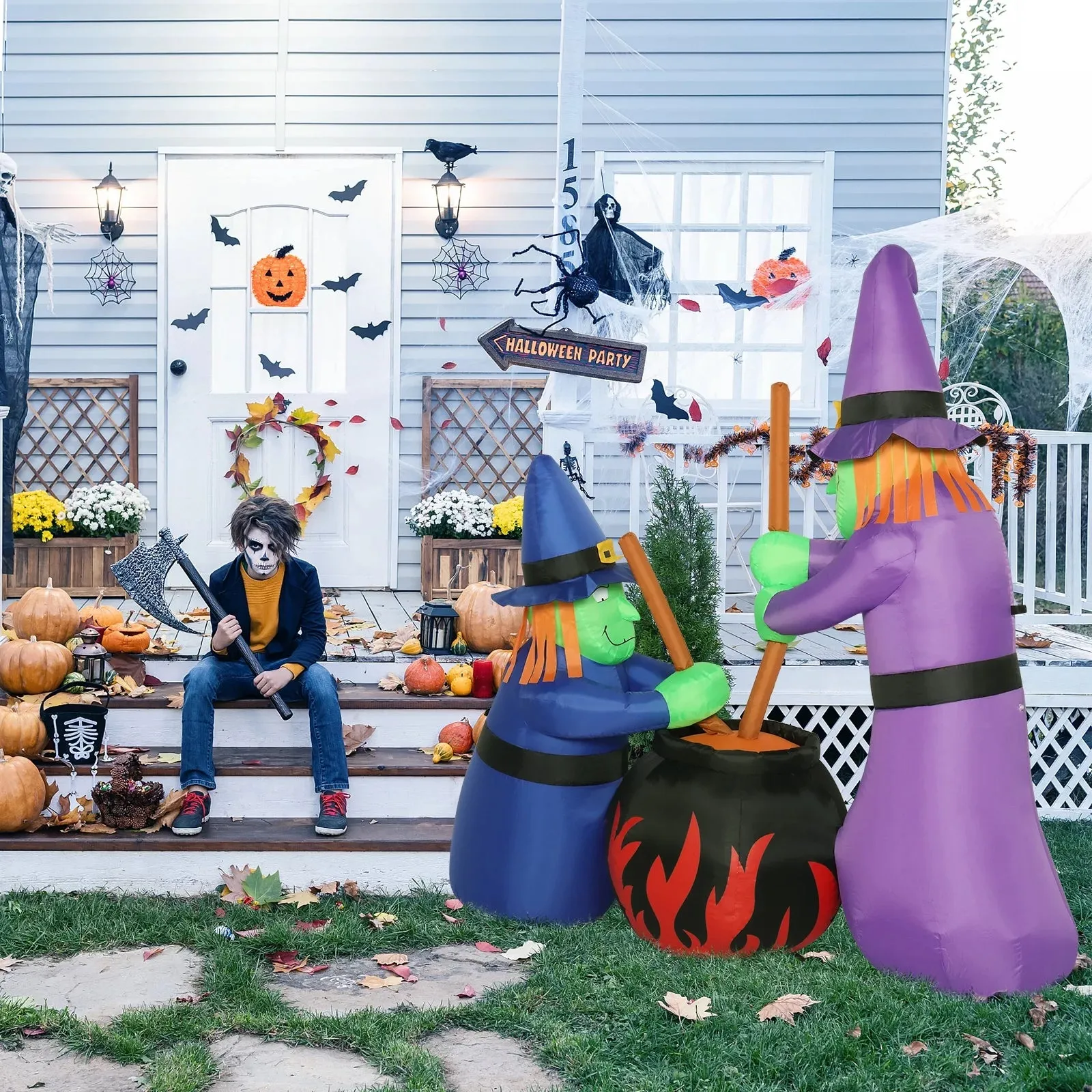 6' Halloween Inflatables Outdoor Halloween Witches Decoration Blow up Witches