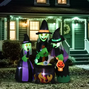 6' Halloween Inflatables Outdoor Halloween Witches Decoration Blow up Witches