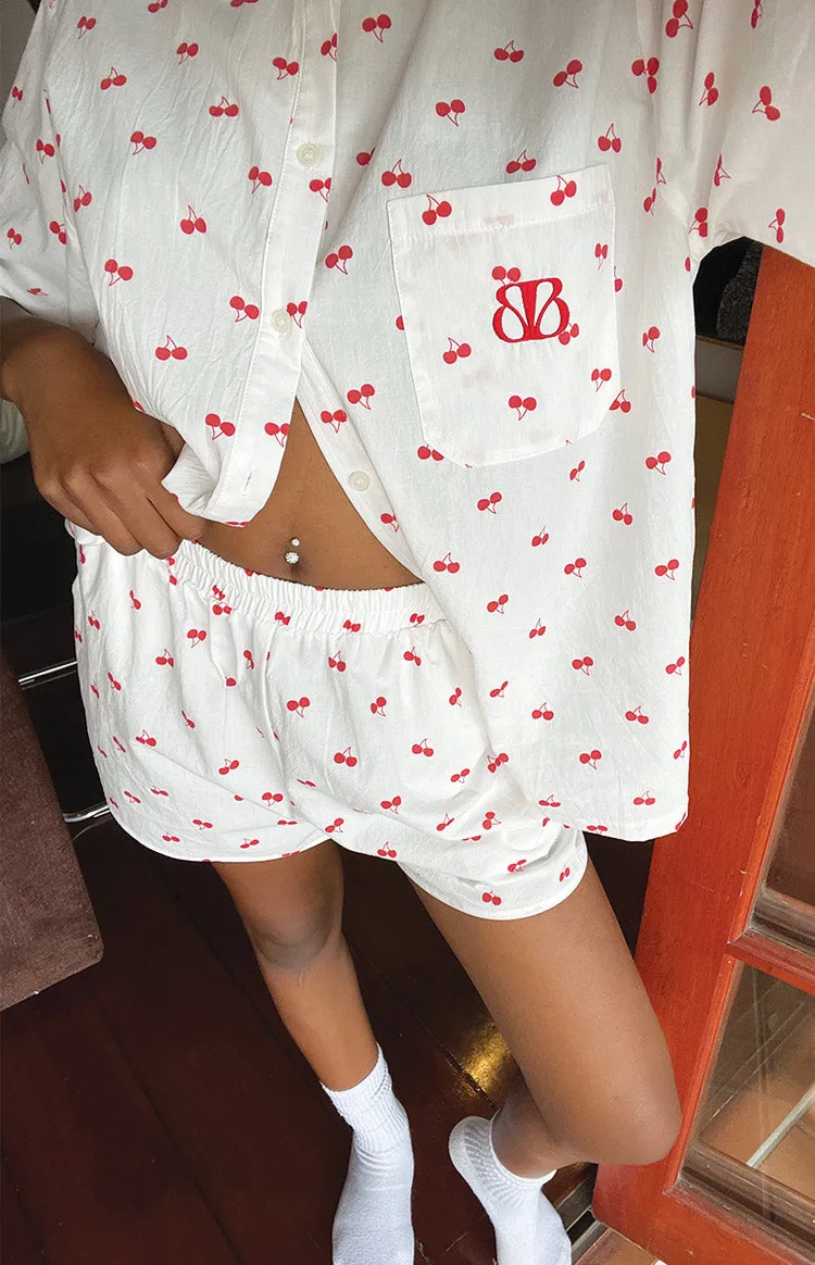 Alexea Cherry Print Pajama Shorts