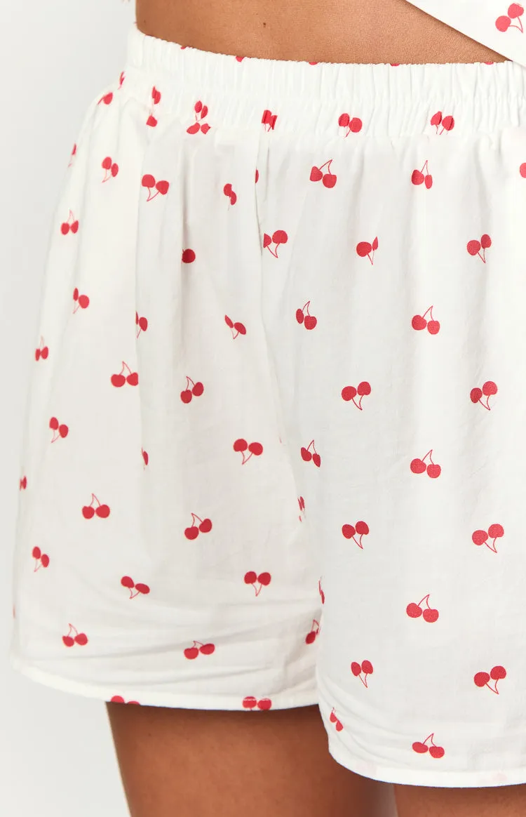 Alexea Cherry Print Pajama Shorts