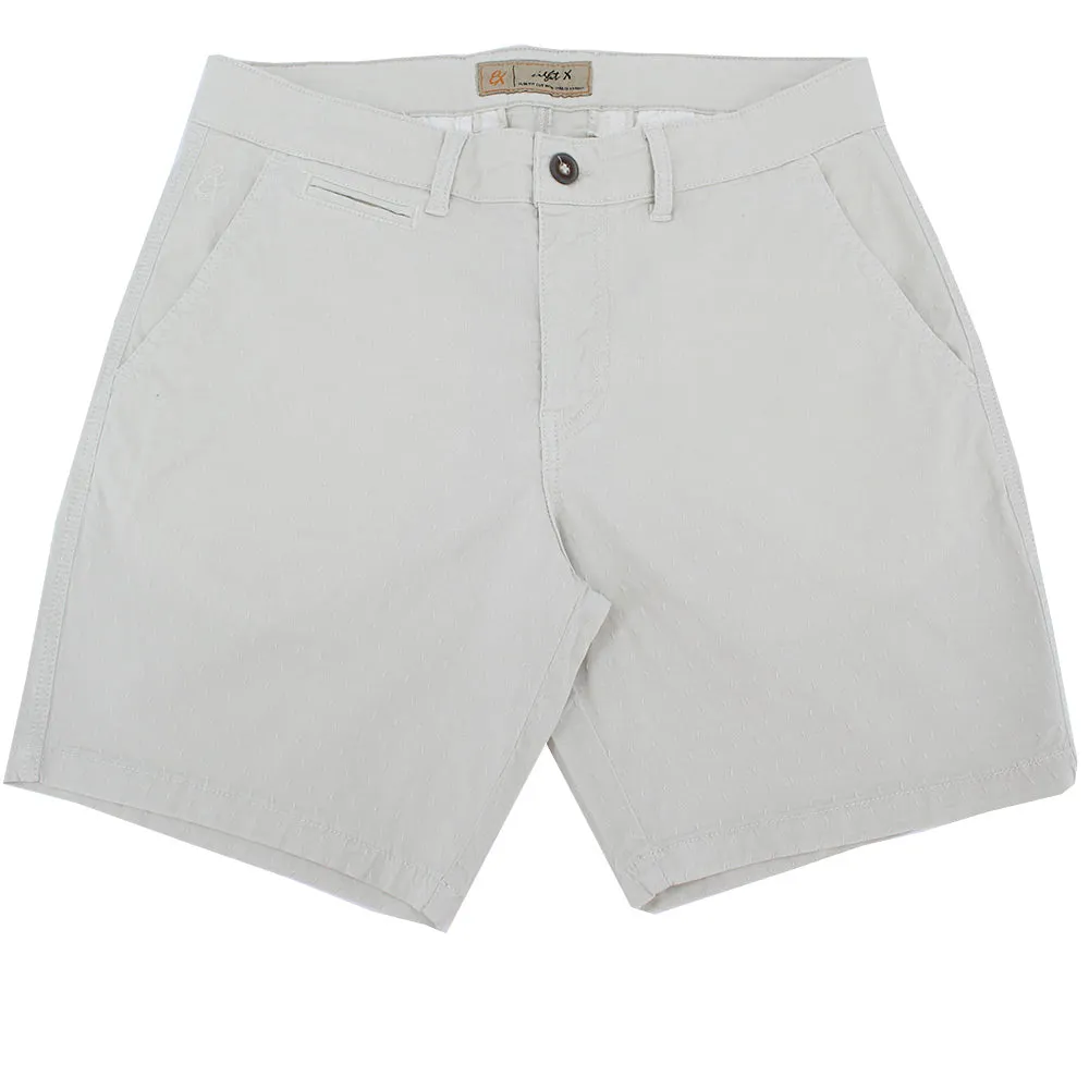 Beige Slim Fit Jacquard Shorts