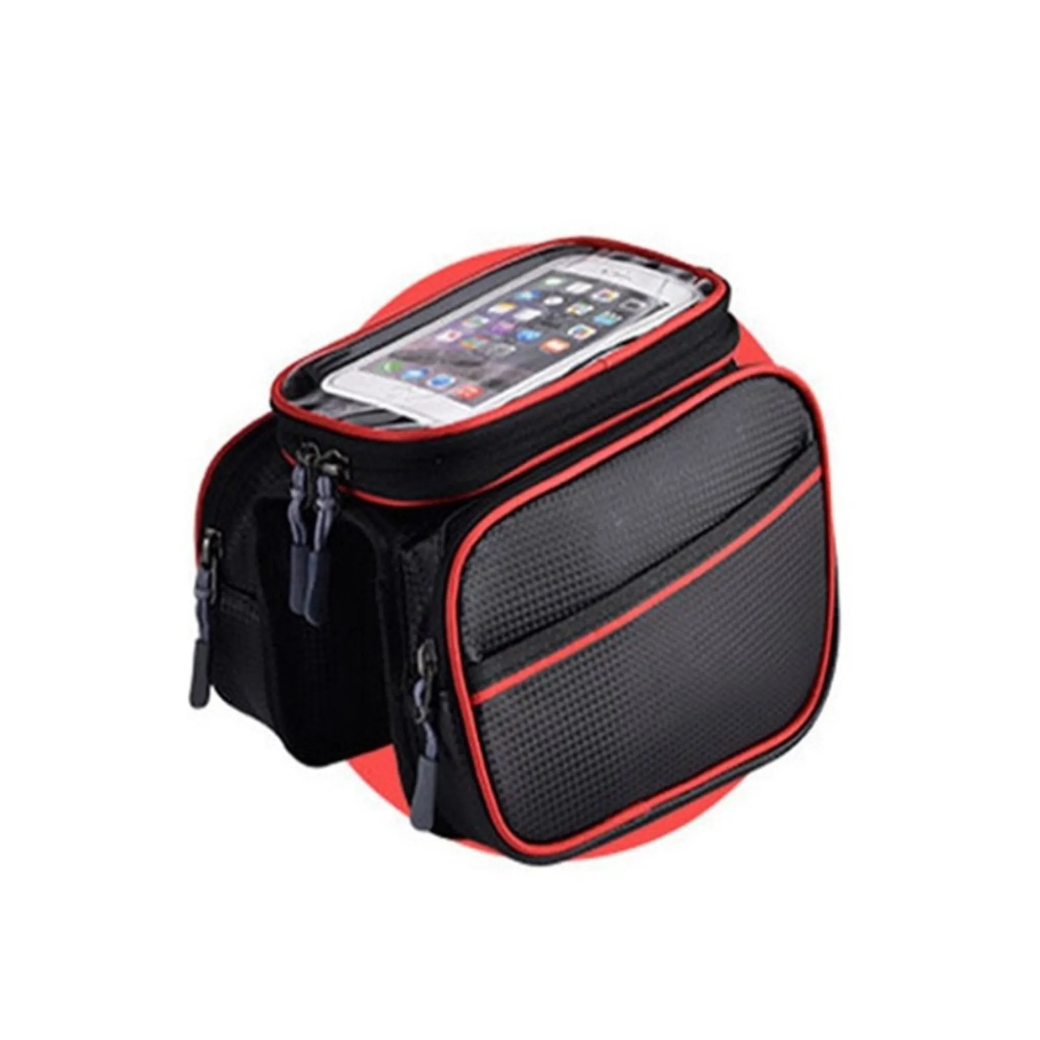 Bicycle phone holder   waterproof mount bag - Red