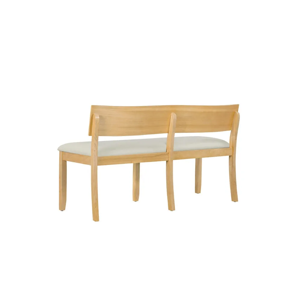 Celi 53 Inch Dining Bench, Cream Fabric Seat, Natural Brown Wood Frame By Casagear Home