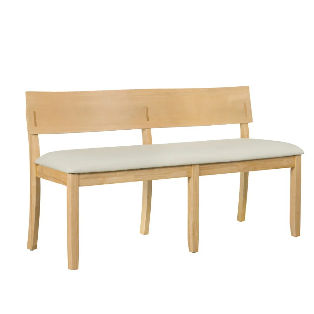 Celi 53 Inch Dining Bench, Cream Fabric Seat, Natural Brown Wood Frame By Casagear Home