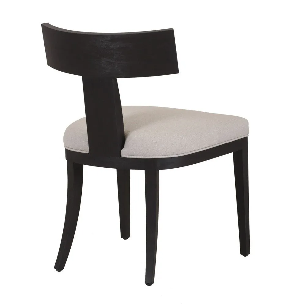 Cid Sten 21 Inch Dining Chair Set of 2, T Shape Back, Beige Linen, Black By Casagear Home