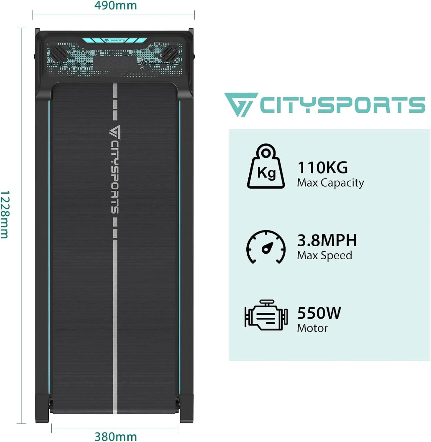 CITYSPORTS Treadmill Under Desk, Walking Pad Treadmill, Treadmill Ultra Slim & Portable for Home