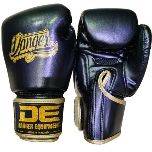 DANGER EQUIPMENT BOXING GLOVES DEBGX-007 MUAY THAI  BOXING GLOVES 8-14 oz Black-Gold