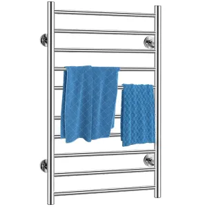 Deluxe Wall Mounted Electric Heated Towel Rack,  Bathroom Warmer & 10 Stainless Steel Bars