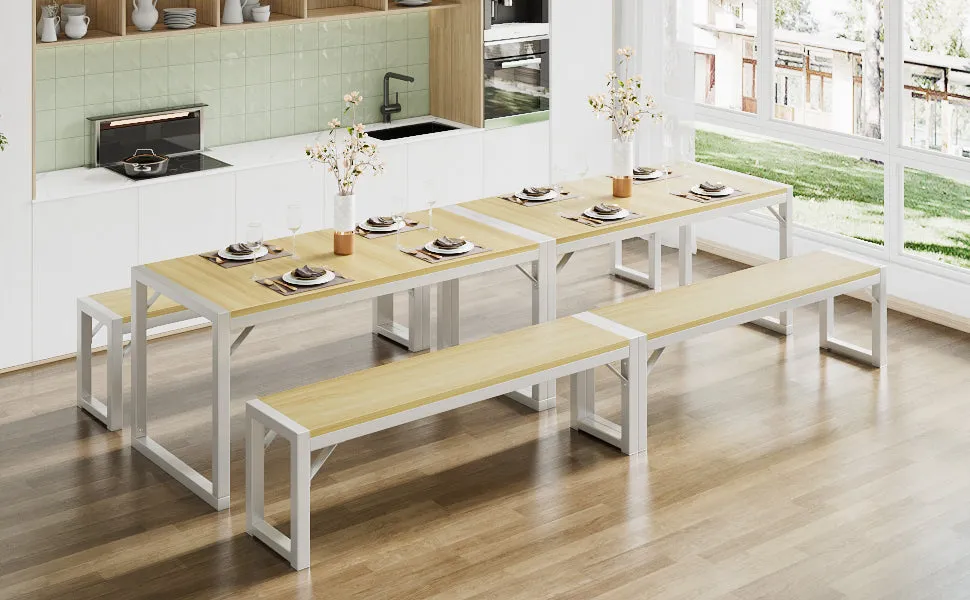 Dining Table Set with 2 Benches