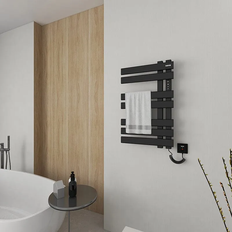 Electric Towel Warmer, Heated Towel Rack with Touch Panel, Timer & Adjustable Temperature, Flat 7 Bar Towel Warmer, Plug-in