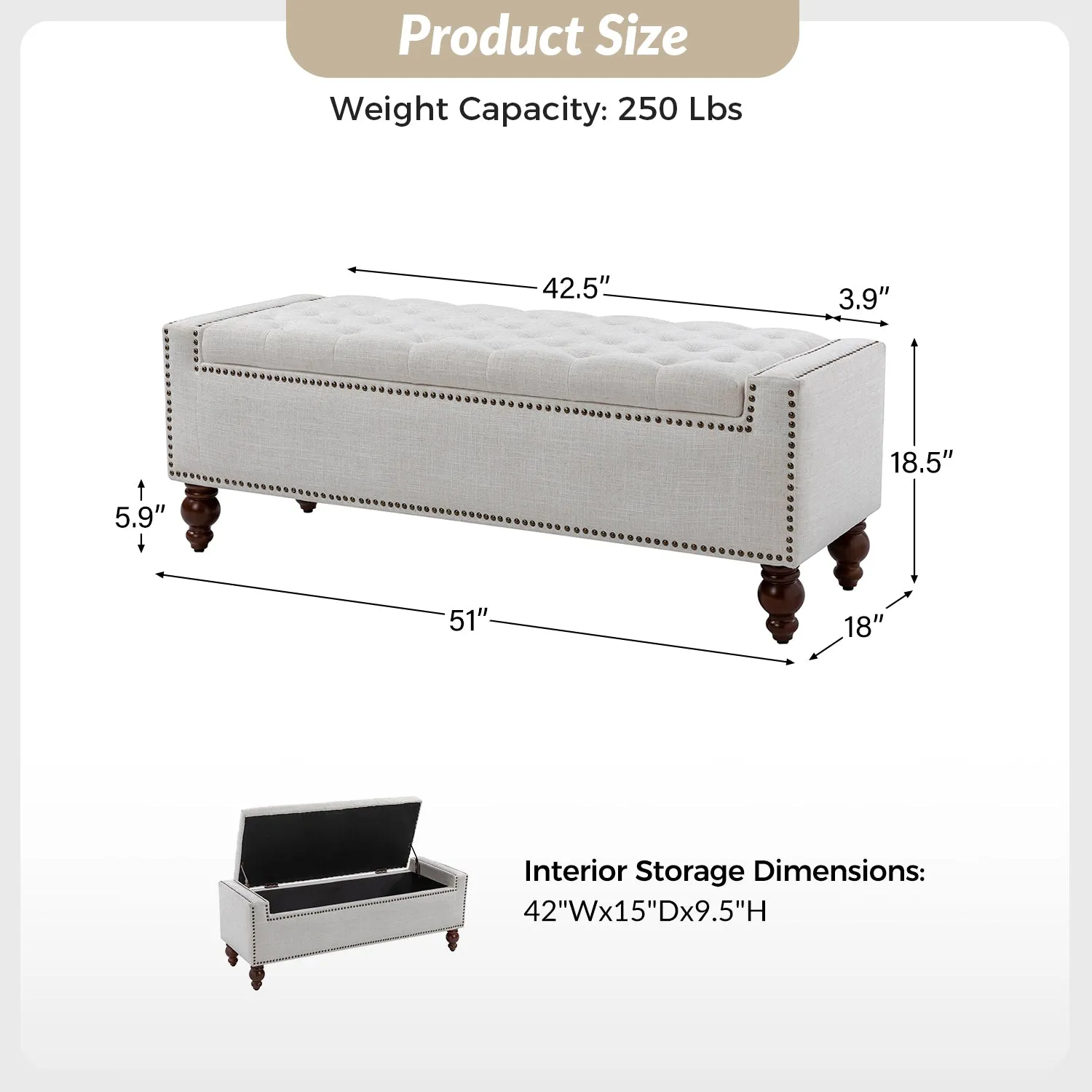 Eugen Upholstered Flip Top Storage Bench