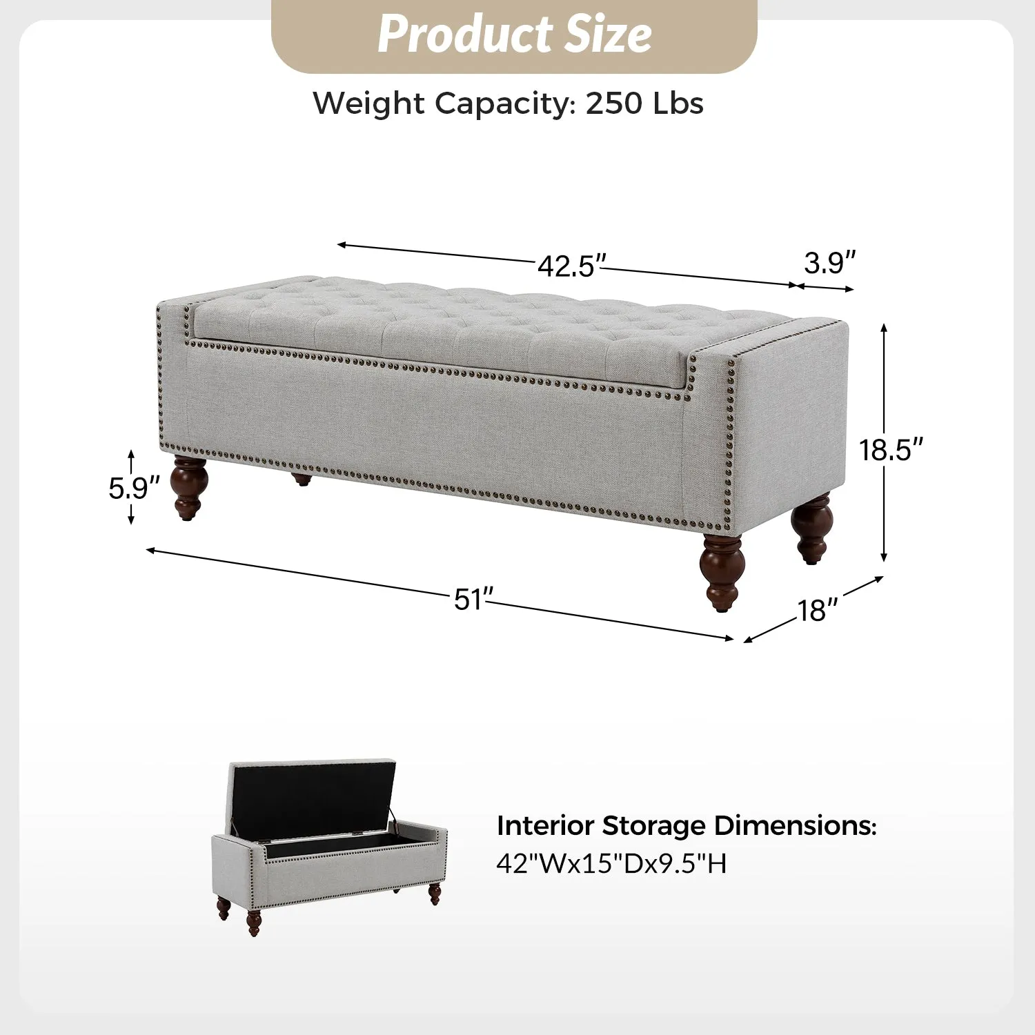 Eugen Upholstered Flip Top Storage Bench