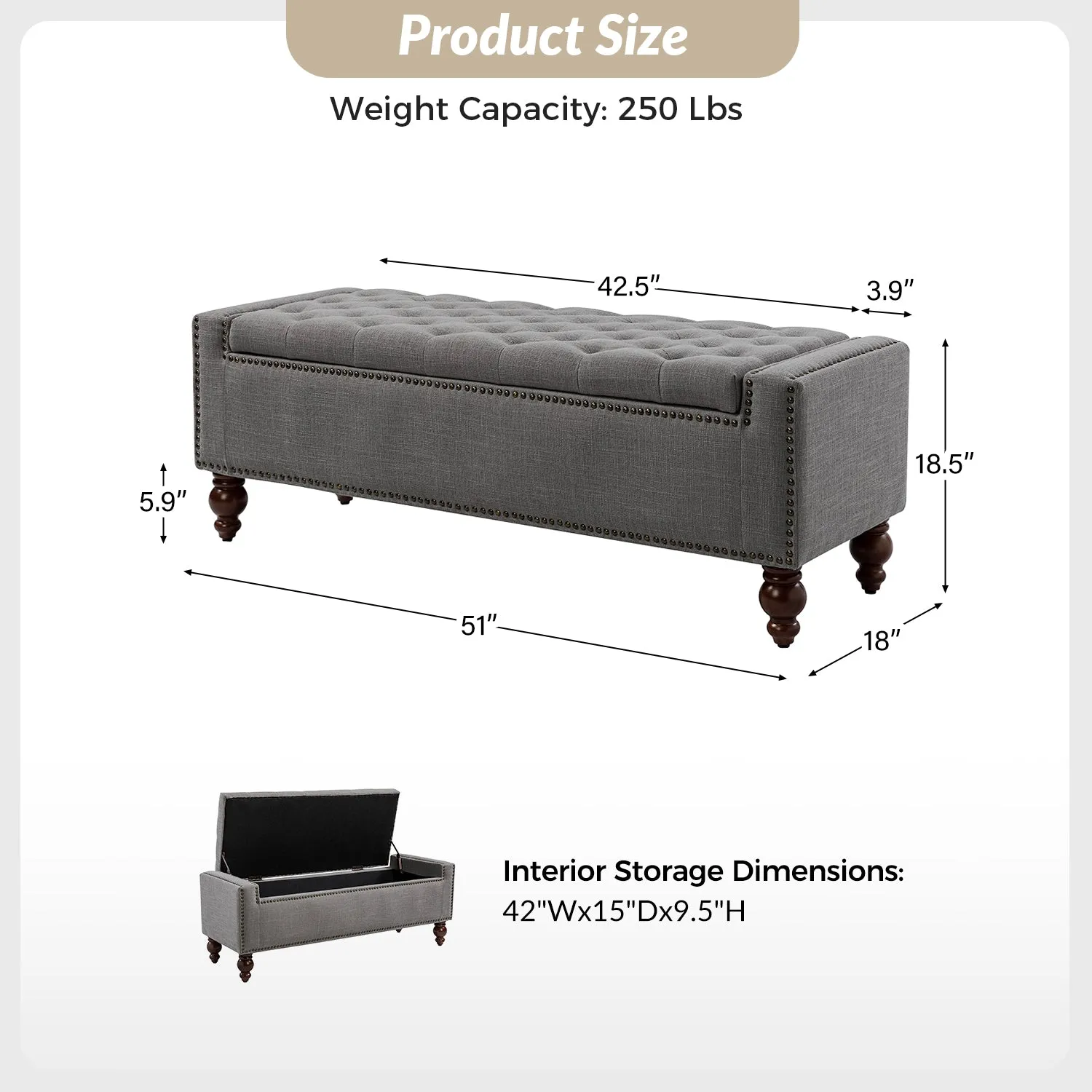 Eugen Upholstered Flip Top Storage Bench