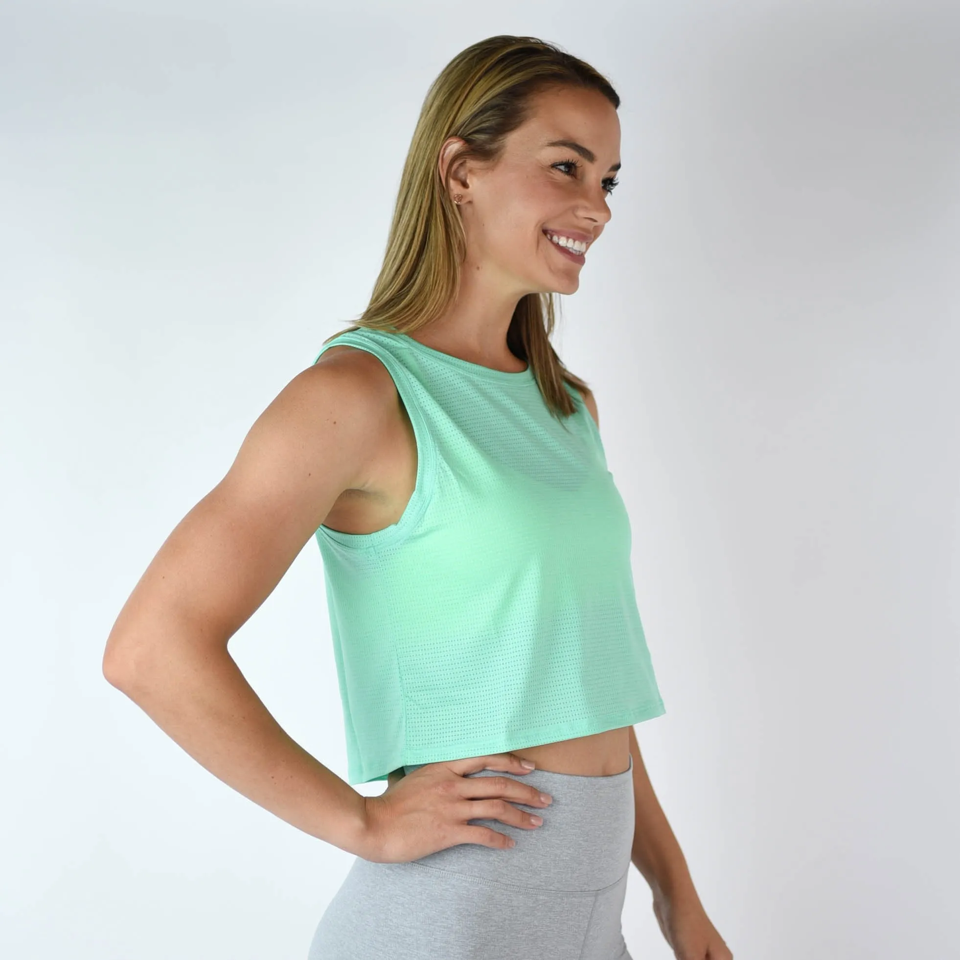 FLEO Dylan Muscle Crop Tank - Electric Mint