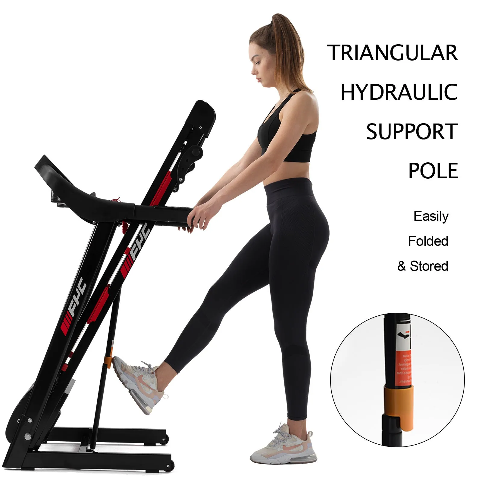 FYC Folding Treadmill for Home - 330 LBS Weight Capacity Running Machine with Incline/Bluetooth;  3.5HP 16KM/H Max Speed Foldable Electric Treadmill Easily Assembly;  Home Gym Workout Exercise