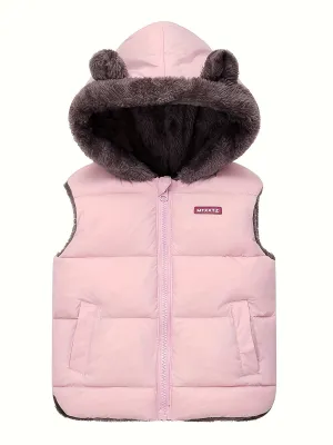 Girls Hooded Vest Winter Tops, Girl Clothing, FS