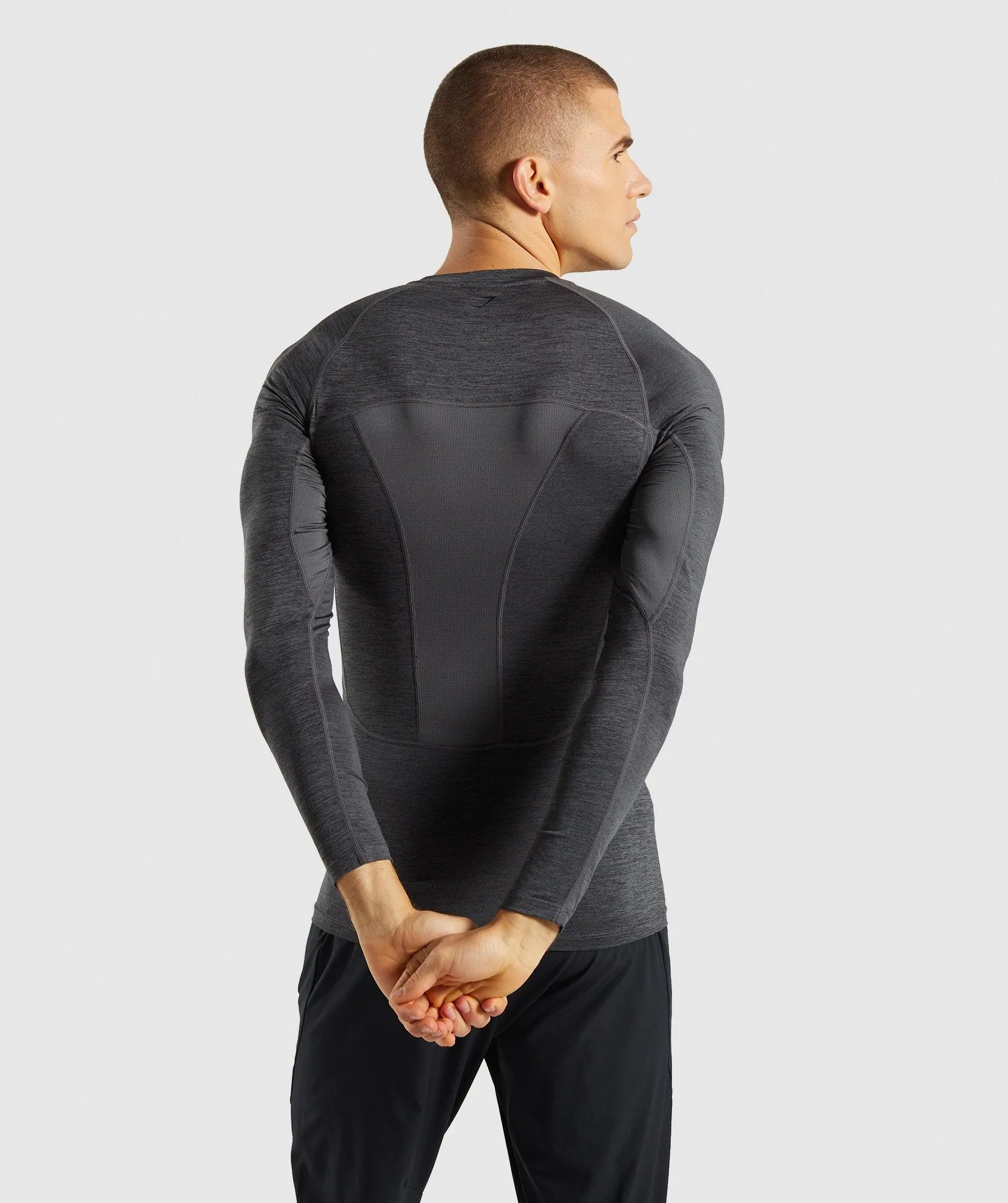 Gymshark Element  Baselayer Long Sleeve Top - Black Marl