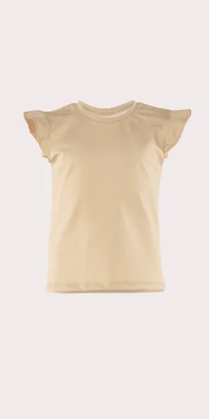 Khaki - Kids Ruffle Sleeveless Top