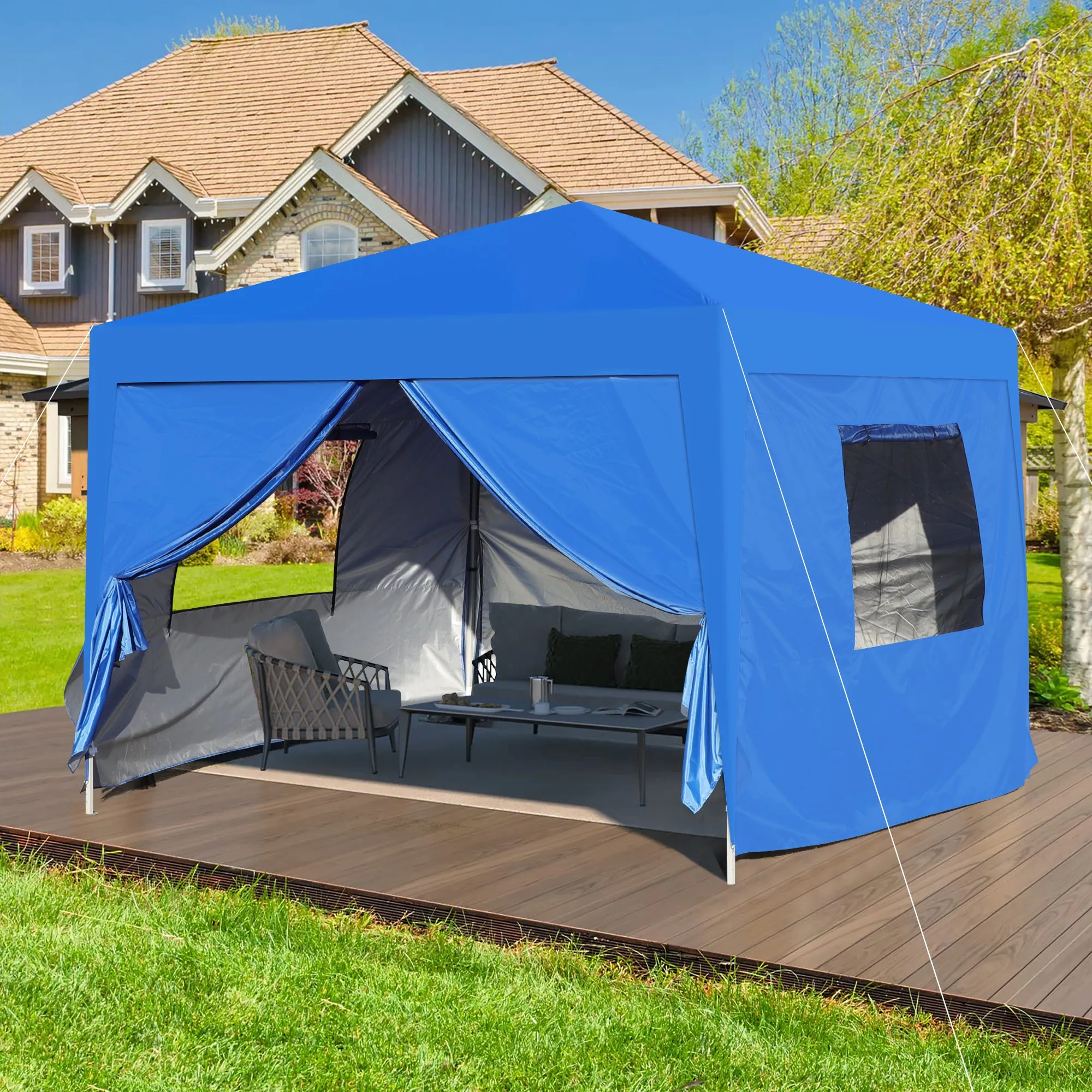 Lucina 10 x 10 ft Pop Up Gazebo Canopy Tent - Blue