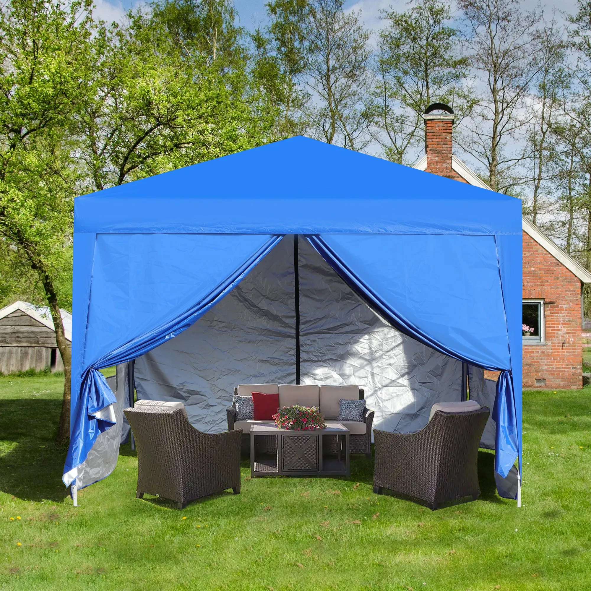 Lucina 10 x 10 ft Pop Up Gazebo Canopy Tent - Blue