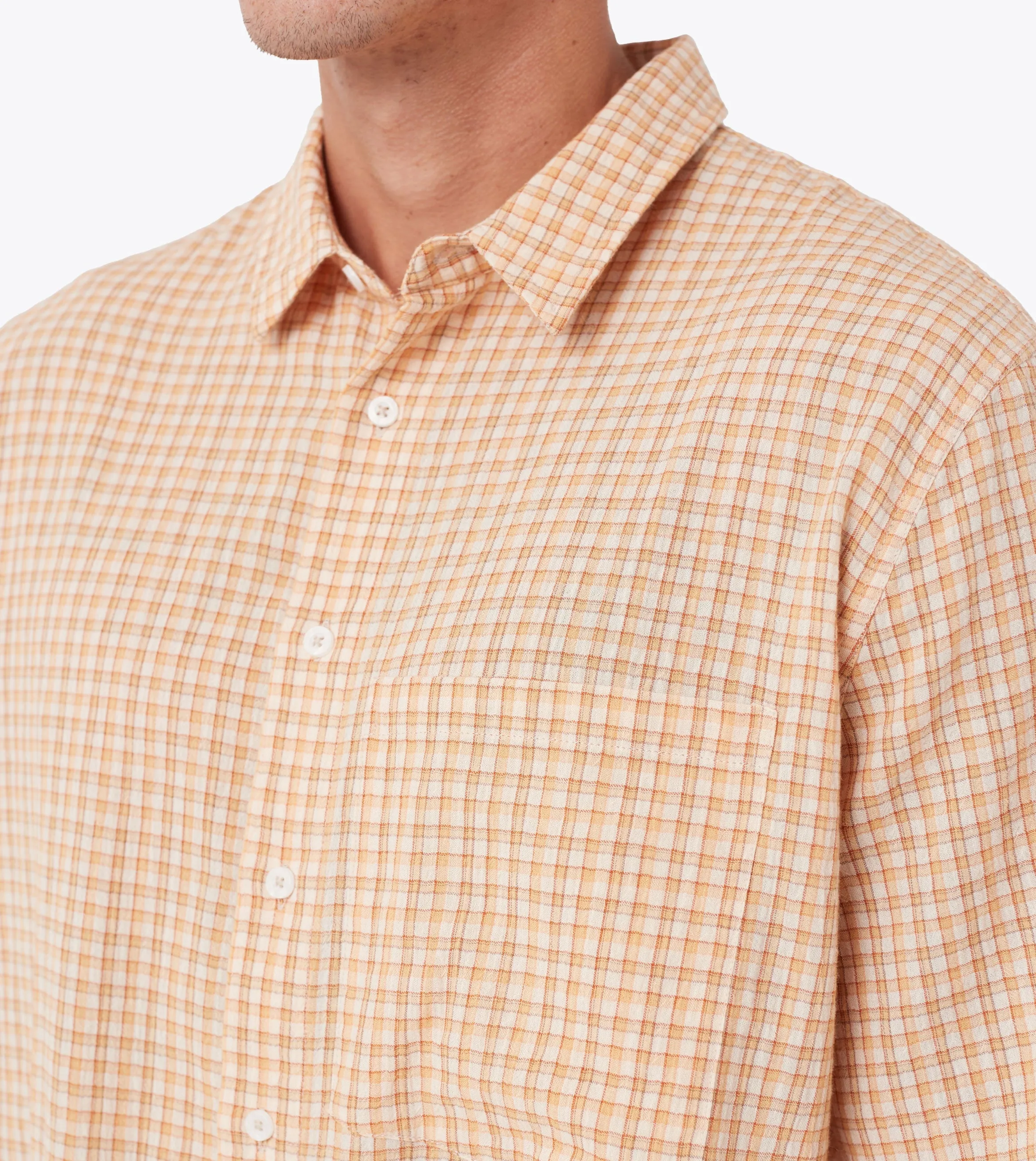 Micro Plaid SS Shirt Orange